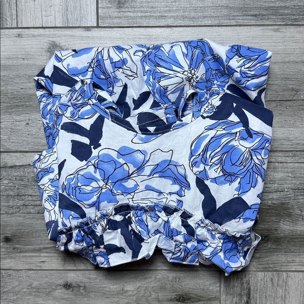 Sleek Chic Womens Blue White Floral Sleeveless Dress Size Large